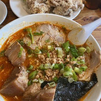 Himawari - Chicken Karaage for appetizer and Deluxe Ramen Tan Tan Men spicy - Ramen Near Me - San Mateo, California Himawari - Chicken Karaage for appetizer and Deluxe Ramen Tan Tan Men spicy - Ramen Near Me - San Mateo, California