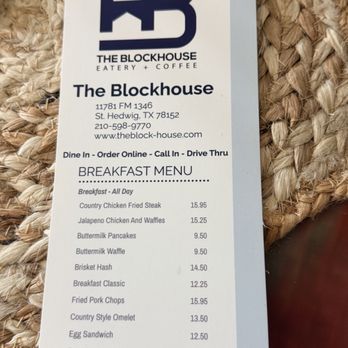 Blockhouse - Breakfast Menu - Breakfast & Brunch Near Me - Saint Hedwig, Texas