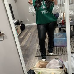Christina's Boutique - Sweatshirt and flare leather leggings from christina's