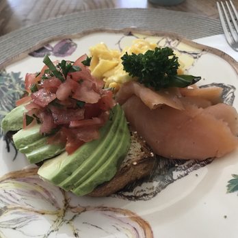 Greenfield Manor Bed & Breakfast - Smoked salmon, scrambled eggs, avocado toast and salsa - Bed & Breakfast Near Me - Leicester, North Carolina Greenfield Manor Bed & Breakfast - Smoked salmon, scrambled eggs, avocado toast and salsa - Bed & Breakfast Near Me - Leicester, North Carolina