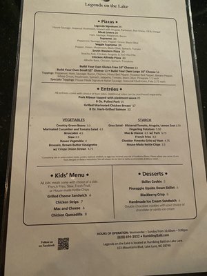 Menu photo 3 Legends on the Lake Lake Lure, NC Menu photo 3 Legends on the Lake Lake Lure, NC