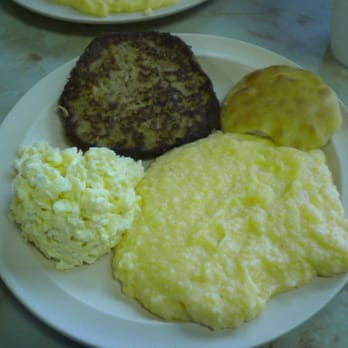 OJ's Diner - Salmon patty, eggs, cheese grits, and a biscuit - Southern Near Me - Greenville, South Carolina
