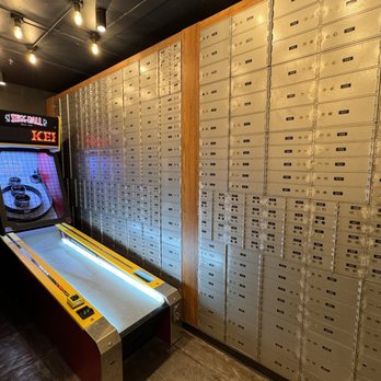 Finney's Crafthouse - Redlands - The game room (with four games), formerly the room in the bank that housed the safety deposit boxes - New American Near Me - Redlands, California