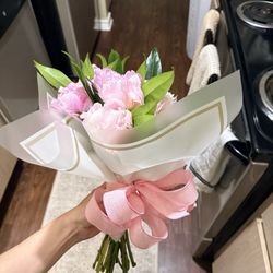 Ann's Petals - Pink peonies wrapped with greens