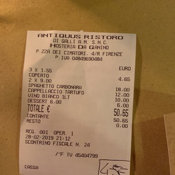 Osteria Ganino - Not bad for three, desert and wine! - Tuscan Near Me - Florence, FI