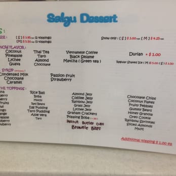 Salju Dessert - Menu. - Desserts Near Me - Alhambra, California