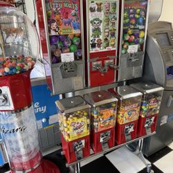 Gum ball machines and ATM available