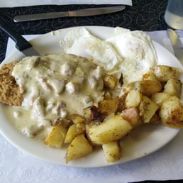 Country fried steak smothered in gravy