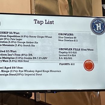 Heritage Brewing - tap list for tap list - Breweries Near Me - Manassas, Virginia Heritage Brewing - tap list for tap list - Breweries Near Me - Manassas, Virginia