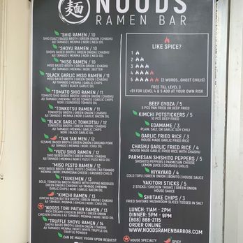 Noods Ramen Bar - Menu posted from the outside - Ramen Near Me - Honolulu, Hawaii Noods Ramen Bar - Menu posted from the outside - Ramen Near Me - Honolulu, Hawaii