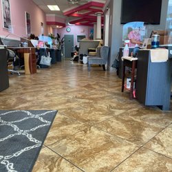 Pink & White Nail Spa - View from front door waiting area.