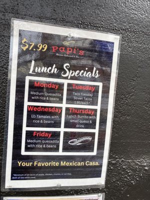 Menu photo 1 Papi's Rapido Lexington, KY