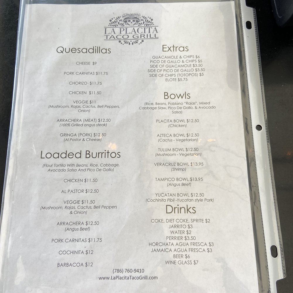 La Placita Taco Grill - Menu - Tacos Near Me - Miami, Florida La Placita Taco Grill - Menu - Tacos Near Me - Miami, Florida