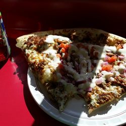 Jessy's Pizza - Huge slice of donair pizza fresh from the oven and a pop for $5
