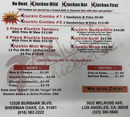 Menu photo 2 The Kluckin’ Chicken - Los Angeles Sherman Oaks, CA Menu photo 2 The Kluckin’ Chicken - Los Angeles Sherman Oaks, CA