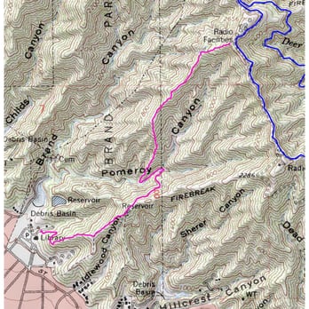 Brand Park - GPS track (pink) from the library to Tongva peak up steep ridge trail (blue track is part of the Beaudry Loop). - Hiking Near Me - Glendale, California Brand Park - GPS track (pink) from the library to Tongva peak up steep ridge trail (blue track is part of the Beaudry Loop). - Hiking Near Me - Glendale, California