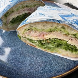 "The Bird" turkey/ pesto sandwich "The Bird" turkey/ pesto sandwich