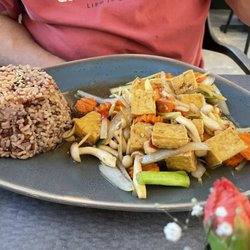 Fresh Ginger with Organic Fried Tofu and Rice. Yum!!!