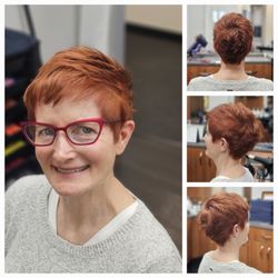 Salon UNI - Coppery Red Color & Pixie Haircut by Hair Designer Charlie at Salon Uni in Bellevue
