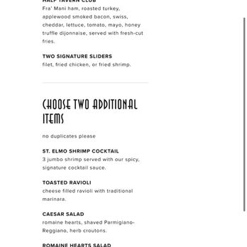 Harry & Izzy's - location specific website menu, confirmed available by the hostess, but the manager went OFF on my family & I for asking to order off of it - Steakhouses Near Me - Indianapolis, Indiana