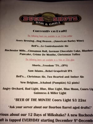 Menu photo 4 Buck Shots Bar and Grill Clarkston, MI