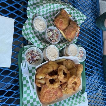 Emerald City Fish & Chips - salmon 3pc + sample platter - Fish & Chips Near Me - Seattle, Washington Emerald City Fish & Chips - salmon 3pc + sample platter - Fish & Chips Near Me - Seattle, Washington