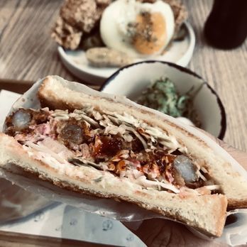 Momonoki - Shrimp & Japanese tartar sandos w/ a choice of side $11 - Cafes Near Me - Atlanta, Georgia
