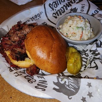 Famous Dave's Bar-B-Que - Texas beef brisket sandwhich with coleslaw - Barbeque Near Me - Las Vegas, Nevada Famous Dave's Bar-B-Que - Texas beef brisket sandwhich with coleslaw - Barbeque Near Me - Las Vegas, Nevada