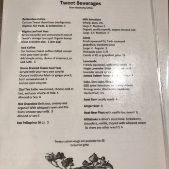 Tweet - Non-alcoholic beverage options - New American Near Me - Chicago, Illinois