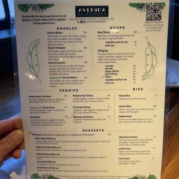 Avenida Restaurant - Menu - Filipino Near Me - San Mateo, California