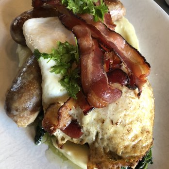 Faubourg Montclair - Eggs, mashed potatoes, spinach, sausage and bacon! - French Near Me - Montclair, New Jersey Faubourg Montclair - Eggs, mashed potatoes, spinach, sausage and bacon! - French Near Me - Montclair, New Jersey