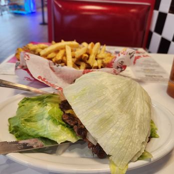 Nifty Fifty's - A very delicious cheeseburger on lettuce wrap and fries. Delicious! - Burgers Near Me - Fairless Hills, Pennsylvania Nifty Fifty's - A very delicious cheeseburger on lettuce wrap and fries. Delicious! - Burgers Near Me - Fairless Hills, Pennsylvania