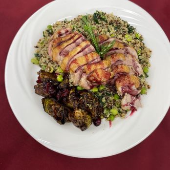 National Park Inn - Seared duck breast, quinoa, balsamic Brussels sprouts. - Hotels Near Me National Park Inn - Seared duck breast, quinoa, balsamic Brussels sprouts. - Hotels Near Me