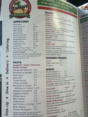 Menu photo 1 Emilio's Pizzeria Henderson, NV Menu photo 1 Emilio's Pizzeria Henderson, NV