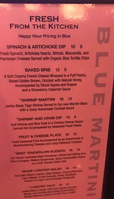 Menu photo 5 Blue Martini Lounge Naples, FL