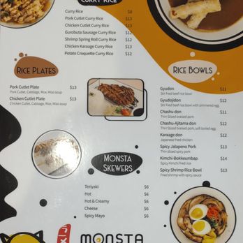Monsta Ramen - Second menu page - Japanese Curry Near Me - San Diego, California Monsta Ramen - Second menu page - Japanese Curry Near Me - San Diego, California