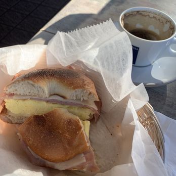 Café Rustica - Two 2 Eggs Sandwich on Bagel (with ham) - Coffee & Tea Near Me - Somerville, Massachusetts