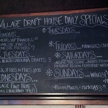 Village Draft House - Daily Special menu - Bars Near Me - Raleigh, North Carolina