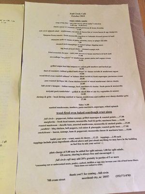Menu photo 1 Full Circle Cafe Morehead City, NC Menu photo 1 Full Circle Cafe Morehead City, NC