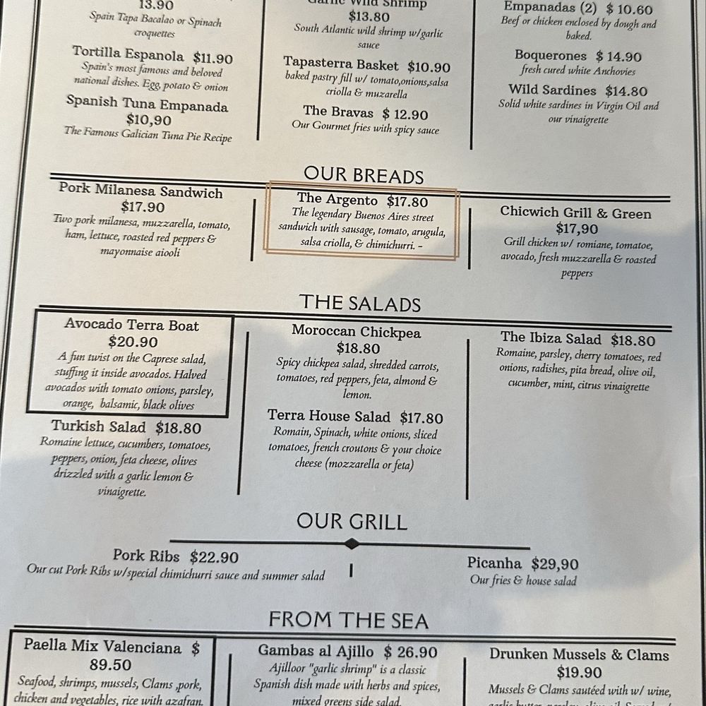 Tapas Terra - The evening/current menu. Subject to change/updates. - Spanish Near Me - Palm City, Florida Tapas Terra - The evening/current menu. Subject to change/updates. - Spanish Near Me - Palm City, Florida