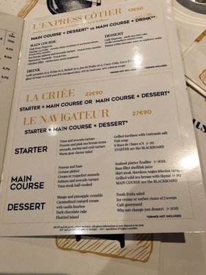 Menu photo 1 La Criée Rosny sous Bois, 93 Menu photo 1 La Criée Rosny sous Bois, 93