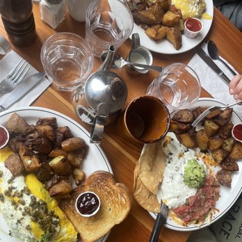Blue Fox Cafe - Blue Fox Cafe. Salmon omelette is on the left. - Breakfast & Brunch Near Me - Victoria, British Columbia