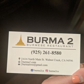 Burma Burma - Business card side 2 - Burmese Near Me - Dublin, California