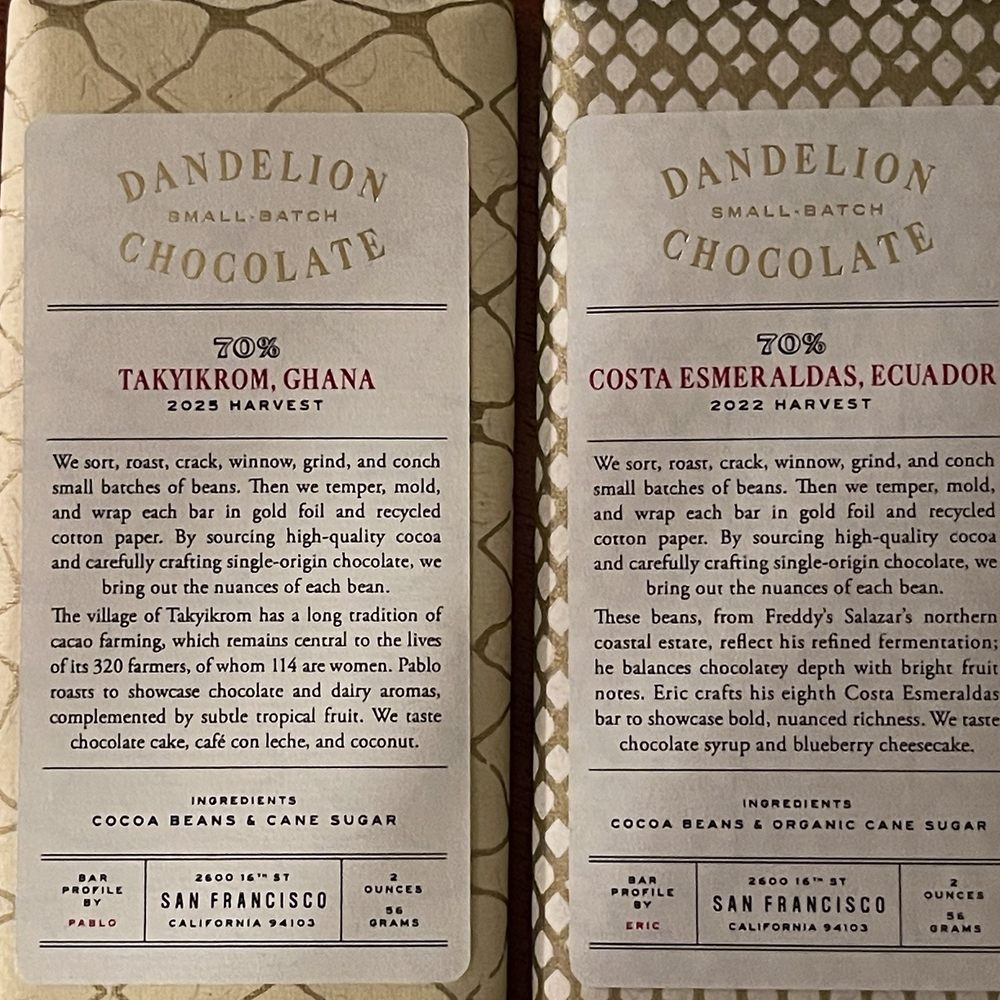 Dandelion Chocolate - $12  for each bar - Chocolatiers & Shops Near Me - Las Vegas, Nevada