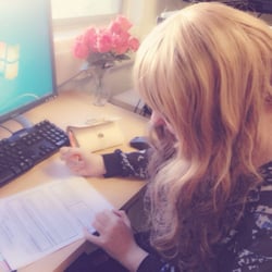 Filling out paperwork.