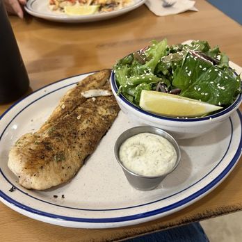 Salty Blue Fish & Chips - Grilled cod and salad - Seafood Near Me - Renton, Washington Salty Blue Fish & Chips - Grilled cod and salad - Seafood Near Me - Renton, Washington
