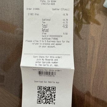 Carl's Jr - Advertised deal was....Two for $6 False advertising - Fast Food Near Me - Vista, California