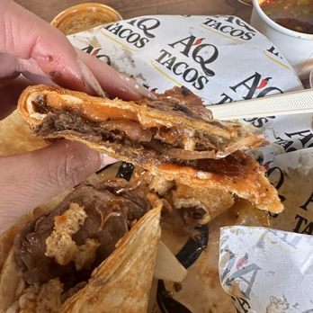AQ Tacos - 6/2026: Inside of the Birria taco. - Tacos Near Me - Chino, California AQ Tacos - 6/2026: Inside of the Birria taco. - Tacos Near Me - Chino, California