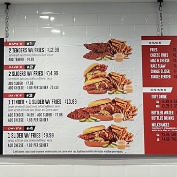 Dave's Hot Chicken - Menu - Sandwiches Near Me - Queensbury, New York Dave's Hot Chicken - Menu - Sandwiches Near Me - Queensbury, New York