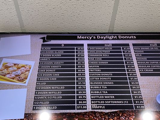 Menu photo 2 Mercy's Daylight Donuts Mooresville, NC